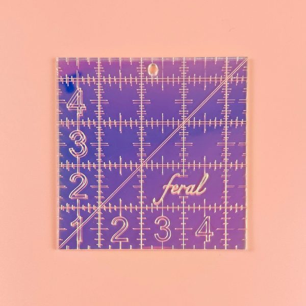 Feral Notions - 4.5  Square Iridescent Quilting Ruler Online