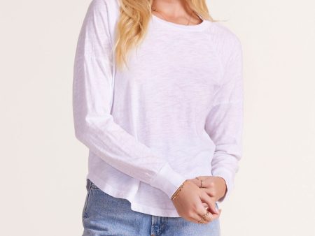 LONG SLEEVE RAGLAN SEAM DETAIL CURVE HEM TEE Sale