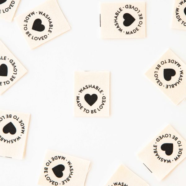 Woven Sew-In Labels - Washable Heart Organic Cotton (pack of 8) on Sale