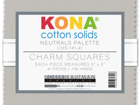 Kona Cotton Neutrals Palette 41 piece 5  x 5  Square Charm Pack Hot on Sale