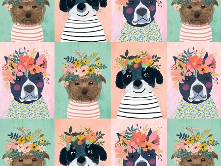 Floral Puppies PANEL in Multi Supply