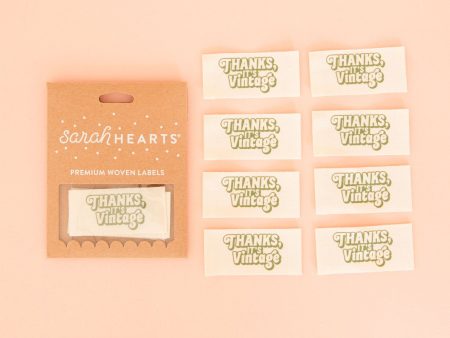 Woven Sew-In Labels - Thanks, It s Vintage Organic Cotton (pack of 8) Online Hot Sale