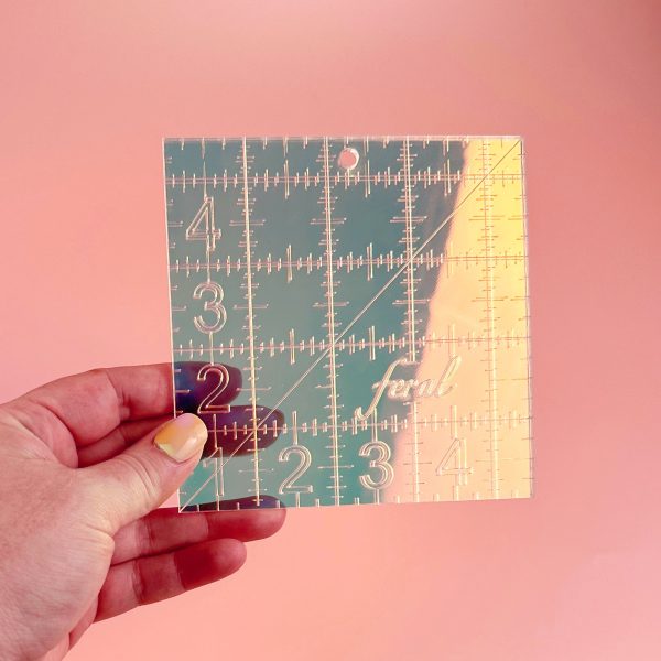 Feral Notions - 4.5  Square Iridescent Quilting Ruler Online