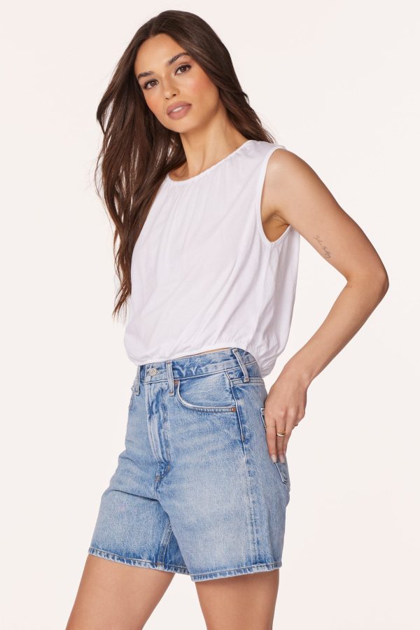 SHIRRED SLEEVELESS TEE Online Hot Sale