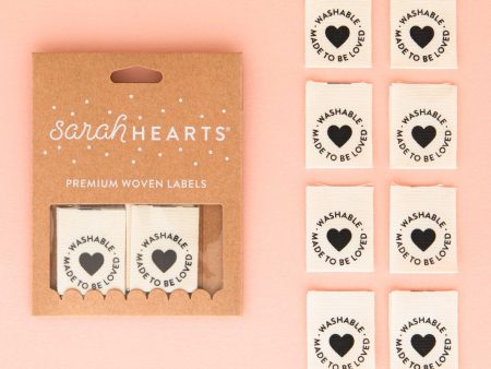 Woven Sew-In Labels - Washable Heart Organic Cotton (pack of 8) on Sale