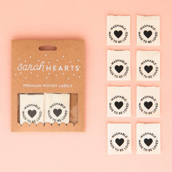 Woven Sew-In Labels - Washable Heart Organic Cotton (pack of 8) on Sale