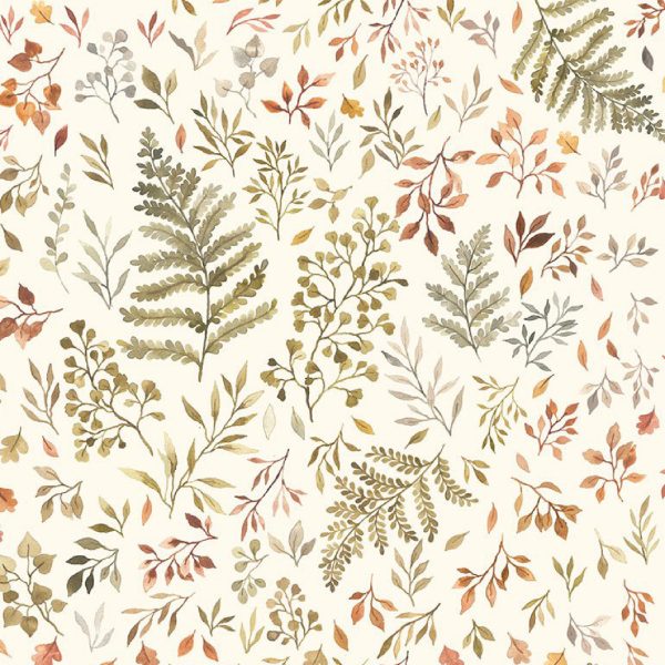 Autumn Ferns and Leaves in Cream For Cheap