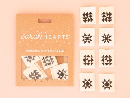 Woven Sew-In Labels - Black Quilt Block Multipack Organic Cotton (pack of 8) Online now