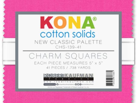 Kona Cotton New Classic Palette 41  piece 5  x 5  Square Charm Pack For Cheap