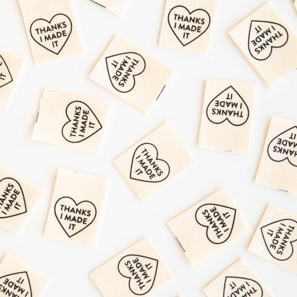 Woven Sew-In Labels - Thanks I Made It Heart Organic Cotton (pack of 8) Online