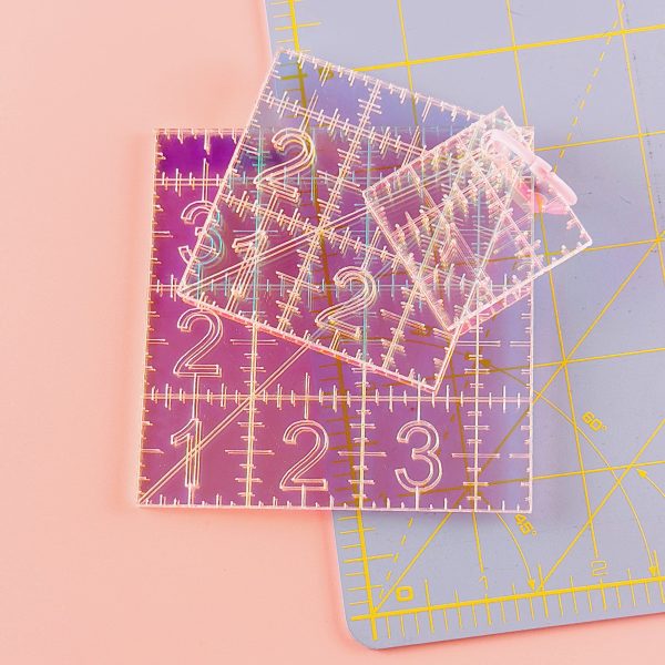 Feral Notions - Iridescent Quilting Rulers - Mini Squares Set (1.5 , 2.5 , 3.5 ) Cheap