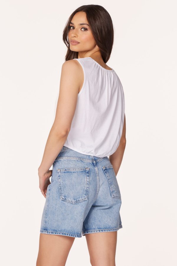 SHIRRED SLEEVELESS TEE Online Hot Sale