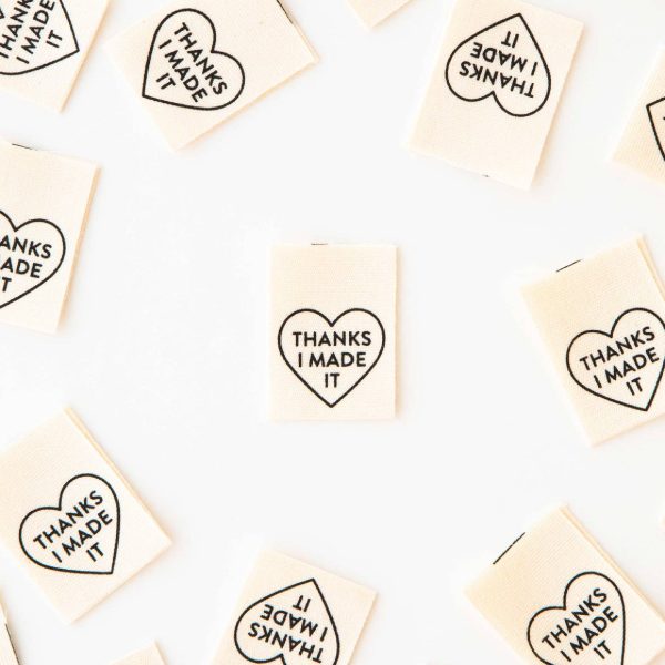 Woven Sew-In Labels - Thanks I Made It Heart Organic Cotton (pack of 8) Online