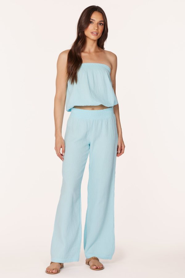 WIDE LEG SMOCKED WAIST PANT Supply