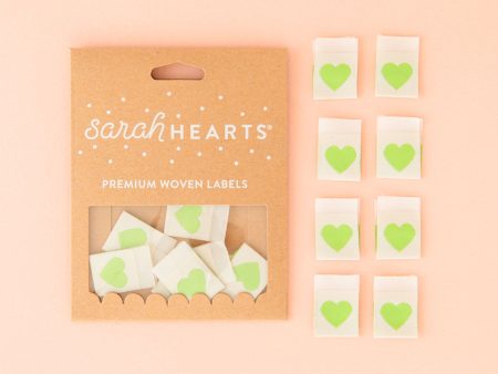 Woven Sew-In Labels - Green Heart (pack of 8) Supply