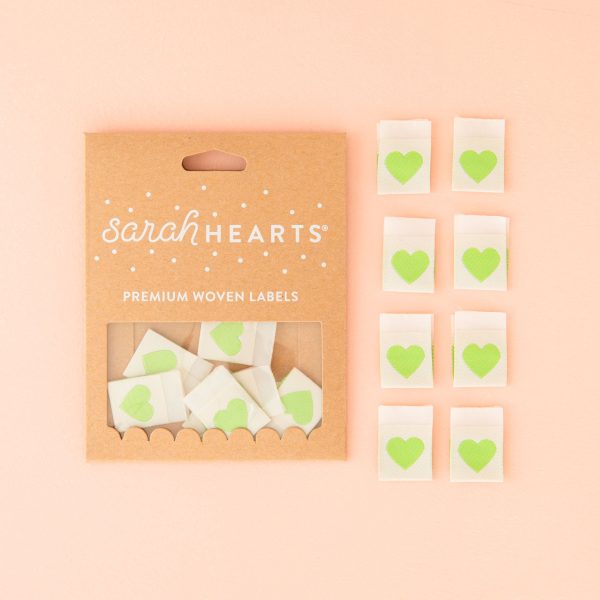 Woven Sew-In Labels - Green Heart (pack of 8) Supply