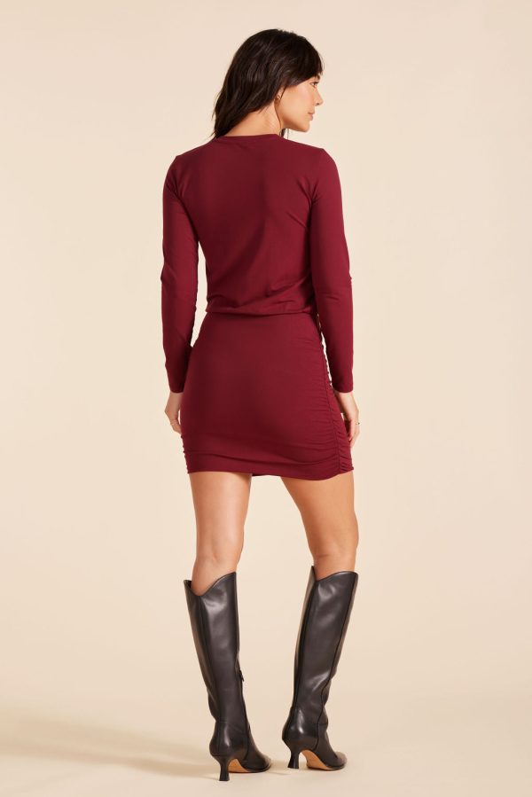 CREWNECK SIDE SHIRRED DRESS Sale