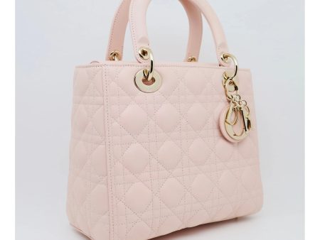 Lady Dior Light Pink Calfskin Bag For Sale