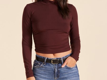 MOCK NECK SHIRRED CROP TOP Online Hot Sale