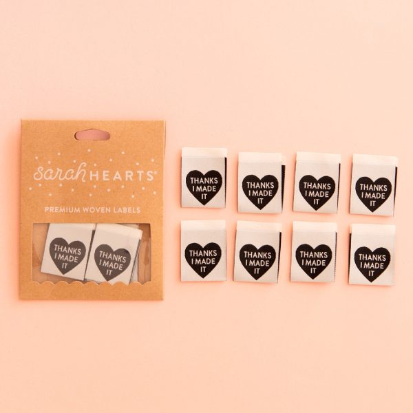 Woven Sew-In Labels - Thanks I Made It Heart (pack of 8) For Discount