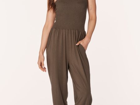 SMOCKED TOP SPLIT LEG JUMPSUIT Cheap