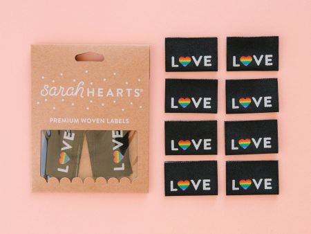 Woven Sew-In Labels - Love Pride Heart (pack of 8) Discount