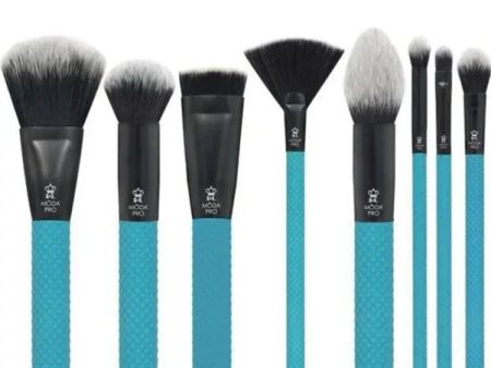 Teal Pro Glam 8-Pc Makeup Brush Set Supply