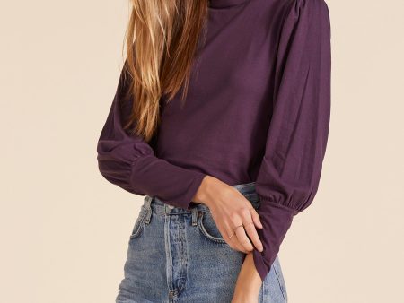 SHIRRED SLEEVE MOCKNECK TOP Online Hot Sale