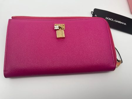 Dolce & Gabbana Pink Leather Padlock Flap Continental Wallet Sale