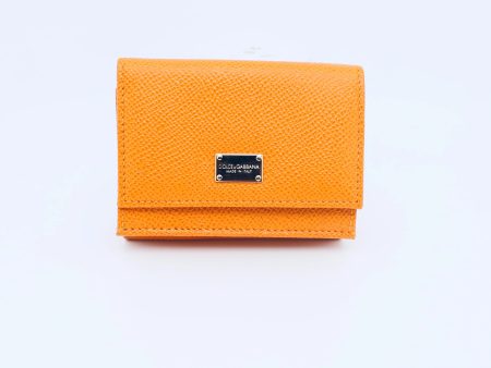 Dolce & Gabbana Orange Leather Trifold Compact Wallet Online