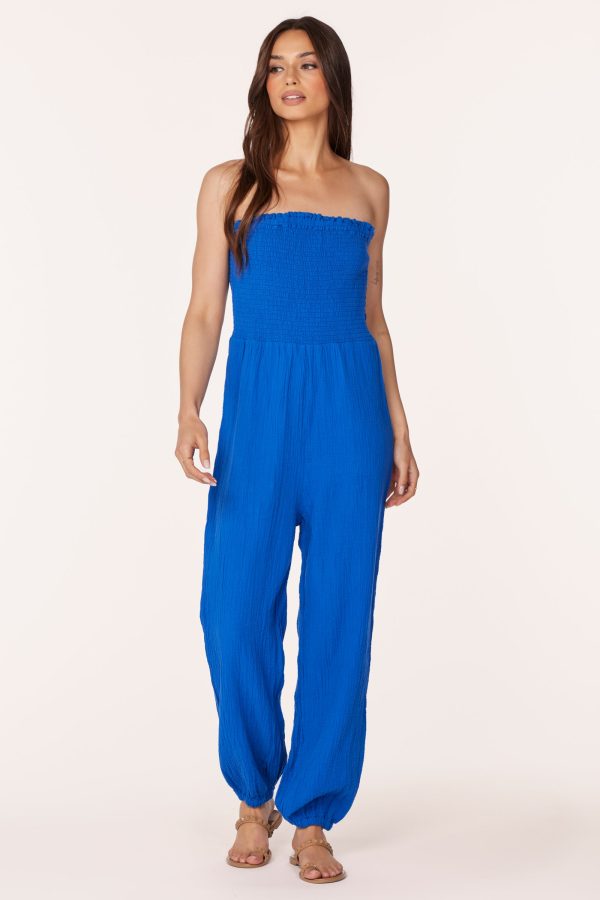 SMOCKED TUBE TOP JUMPSUIT Discount