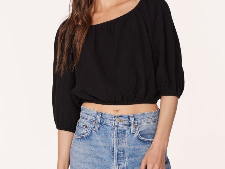 BOATNECK SHIRRED 3 4 SLEEVE TOP on Sale