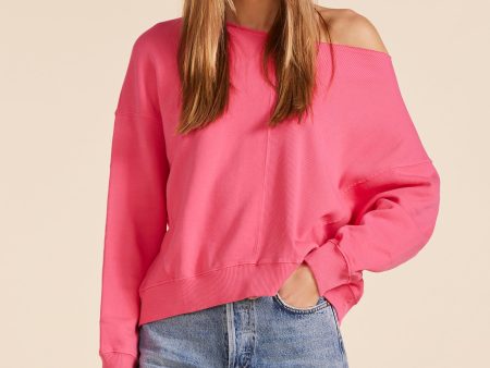 RIB MIX BOATNECK SWEATSHIRT For Sale