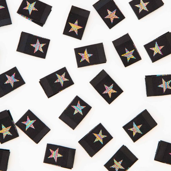 Woven Sew-In Labels - Metallic Rainbow Star (pack of 8) Supply