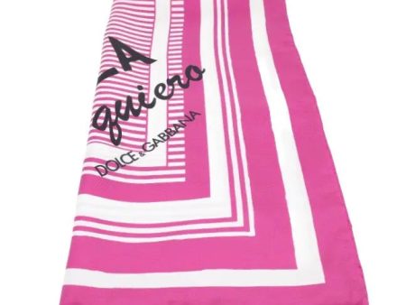 Dolce & Gabbana Fuchsia White Silk Striped Square Scarf Bandeau Online Sale