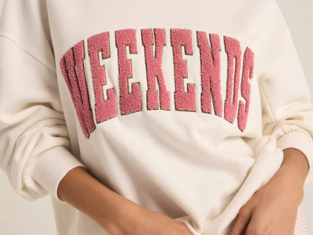 Oversized Weekends Sweatshirt For Cheap