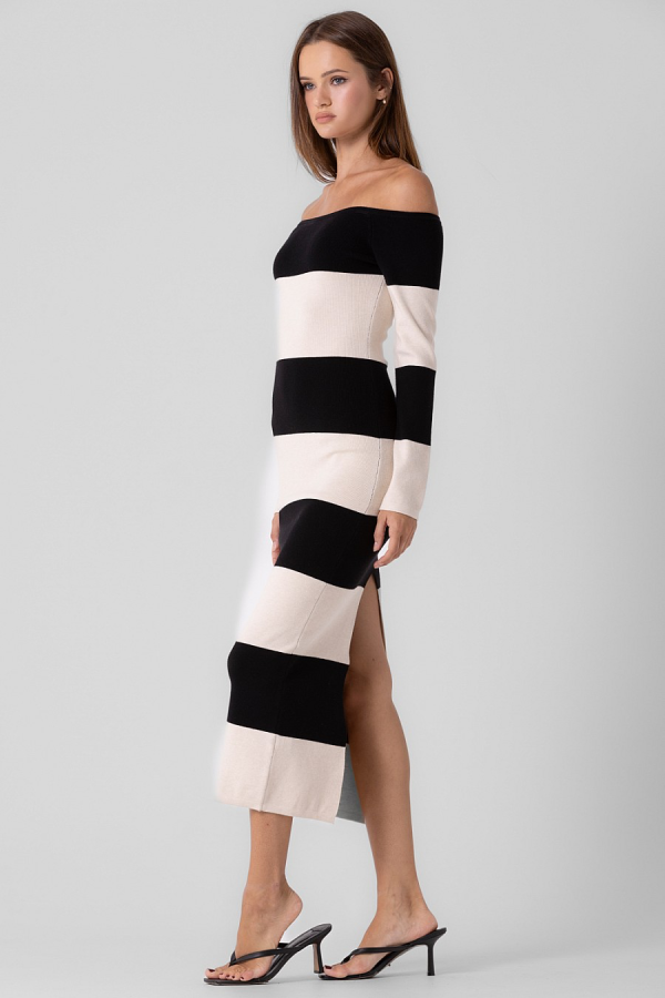 Wednesday Striped Midi Dress For Cheap