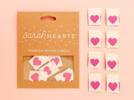 Woven Sew-In Labels - Pink Heart (pack of 8) Cheap