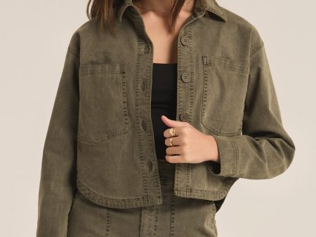 All Day Cropped Washed Jacket Hot on Sale