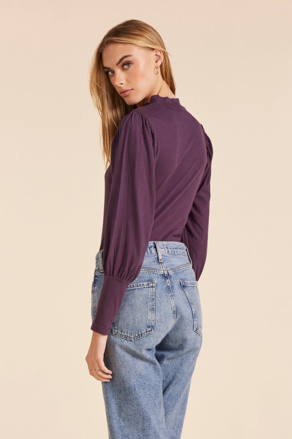 SHIRRED SLEEVE MOCKNECK TOP Online Hot Sale