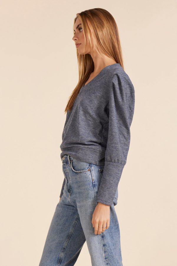 PUFF SLEEVE V-NECK SWEATSHIRT Online