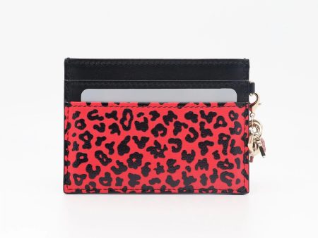 Christian Dior Red Leopard Print Card Holder Online Hot Sale