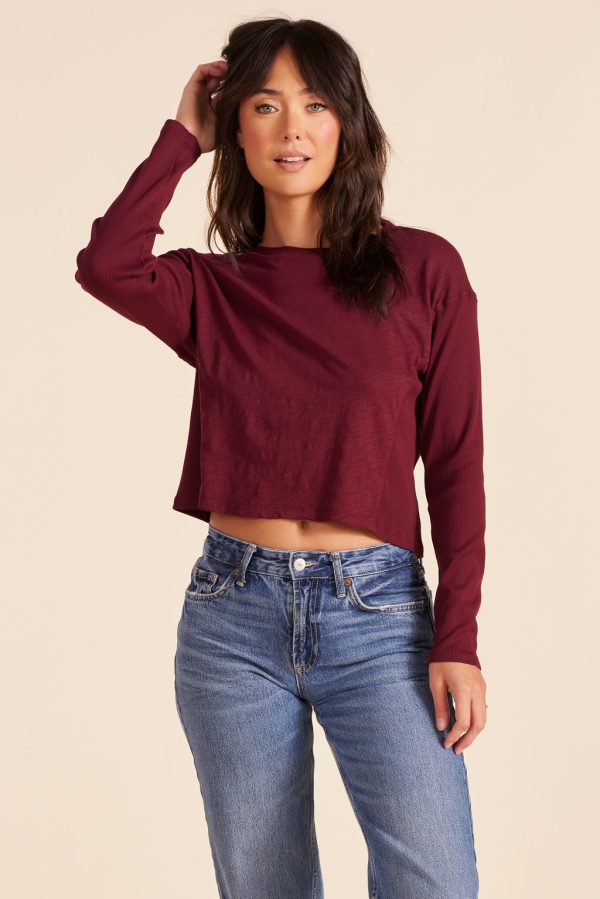 SIDE RIBBED LONG SLEEVE TEE Hot on Sale