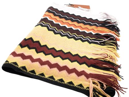 Missoni Neutrals Multicolor Scarf With Zigzag Patterns & Fringes Supply