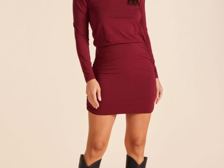 CREWNECK SIDE SHIRRED DRESS Sale