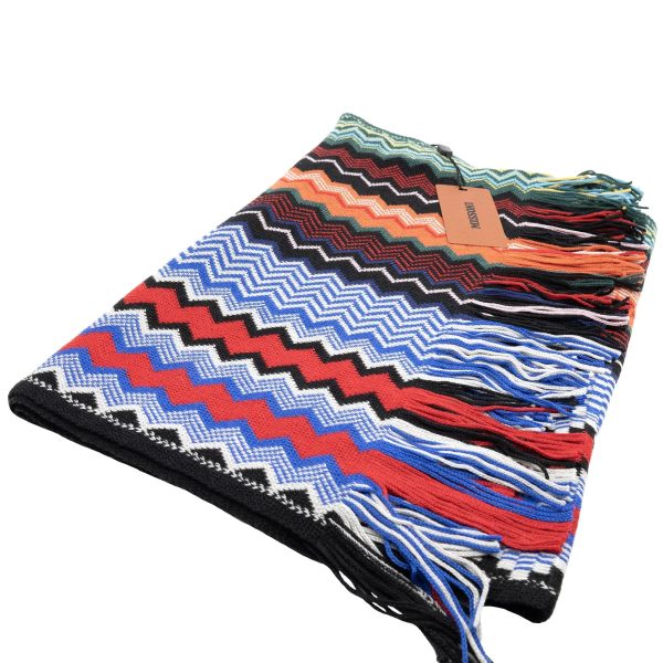 Missoni Multicolor Scarf Patterned in a Geometric Zig-Zag For Discount