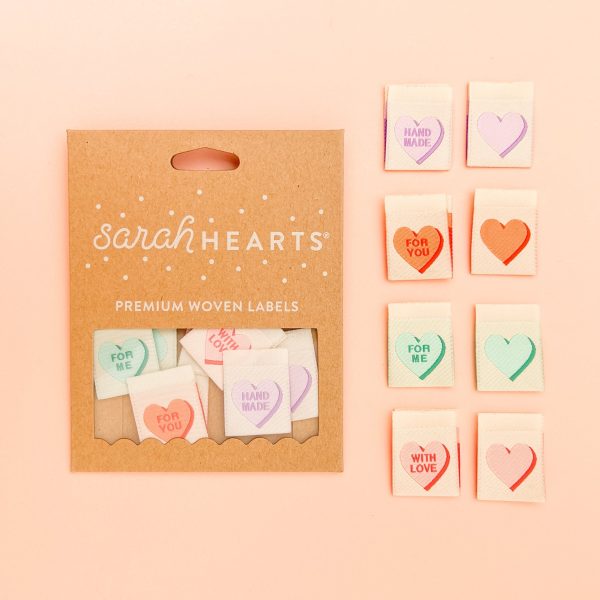 Woven Sew-In Labels - Valentine s Day Candy Heart Multipack (pack of 8) Fashion