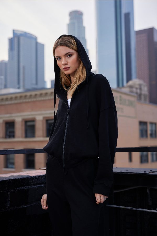 SLOUCHY ZIP FRONT HOODIE Sale