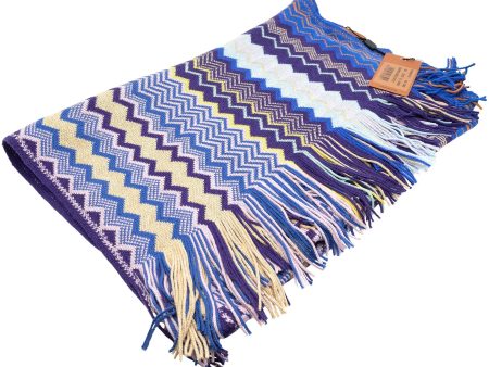 Missoni Cool Toned Multicolor Scarf With a Geometric Zig-Zag Pattern & Fringes For Cheap