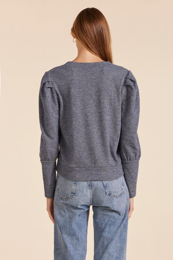 PUFF SLEEVE V-NECK SWEATSHIRT Online